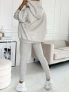 3pcs Women's Sports Suit Loose Hooded Pockets Sweatshirt And Vest And Slim Trousers