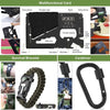 Military-grade outdoor travel survival kit with mini camping tools, emergency bracelet, whistle, blanket and knife.