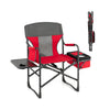 Folding Camping Directors Chair with Cooler Bag and Side Table-Red