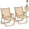 Folding Camp Chairs Set of 2 Lightweight Beach Chairs-Beige
