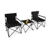 Outdoor Folding Camping Chairs and Table Set with Carrying Bag-Black