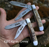 Personalized Trapper Knife Double Damascus Blades Sheath